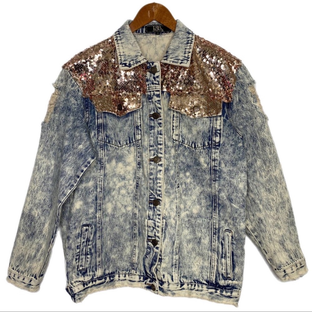 L&B sequin denim jacket size L
